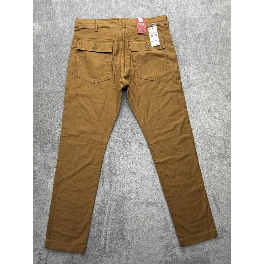 Levi's 502‎ Battalion Pants Mens Measured 33x31 Brown Chino Regular Fit Canvas